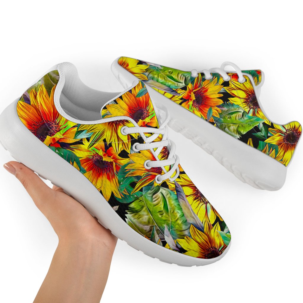 Autumn Sunflower Pattern Print Sport Shoes GearFrost