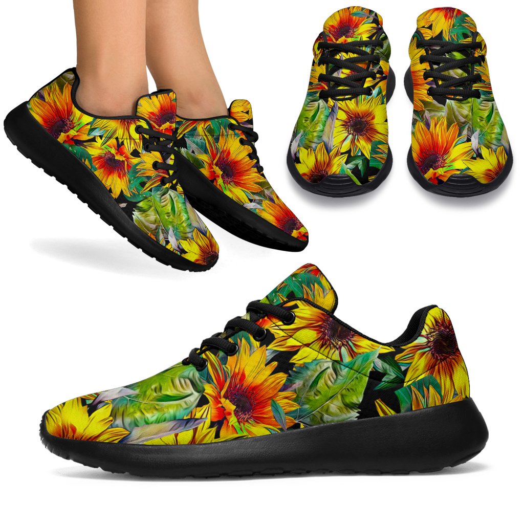 Autumn Sunflower Pattern Print Sport Shoes GearFrost