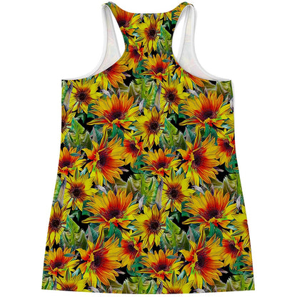 Autumn Sunflower Pattern Print Women's Racerback Tank Top