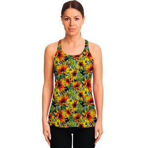 Autumn Sunflower Pattern Print Women's Racerback Tank Top