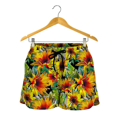Autumn Sunflower Pattern Print Women's Shorts