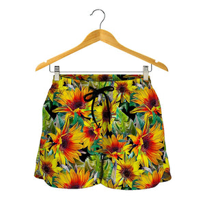 Autumn Sunflower Pattern Print Women's Shorts