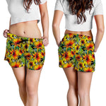 Autumn Sunflower Pattern Print Women's Shorts