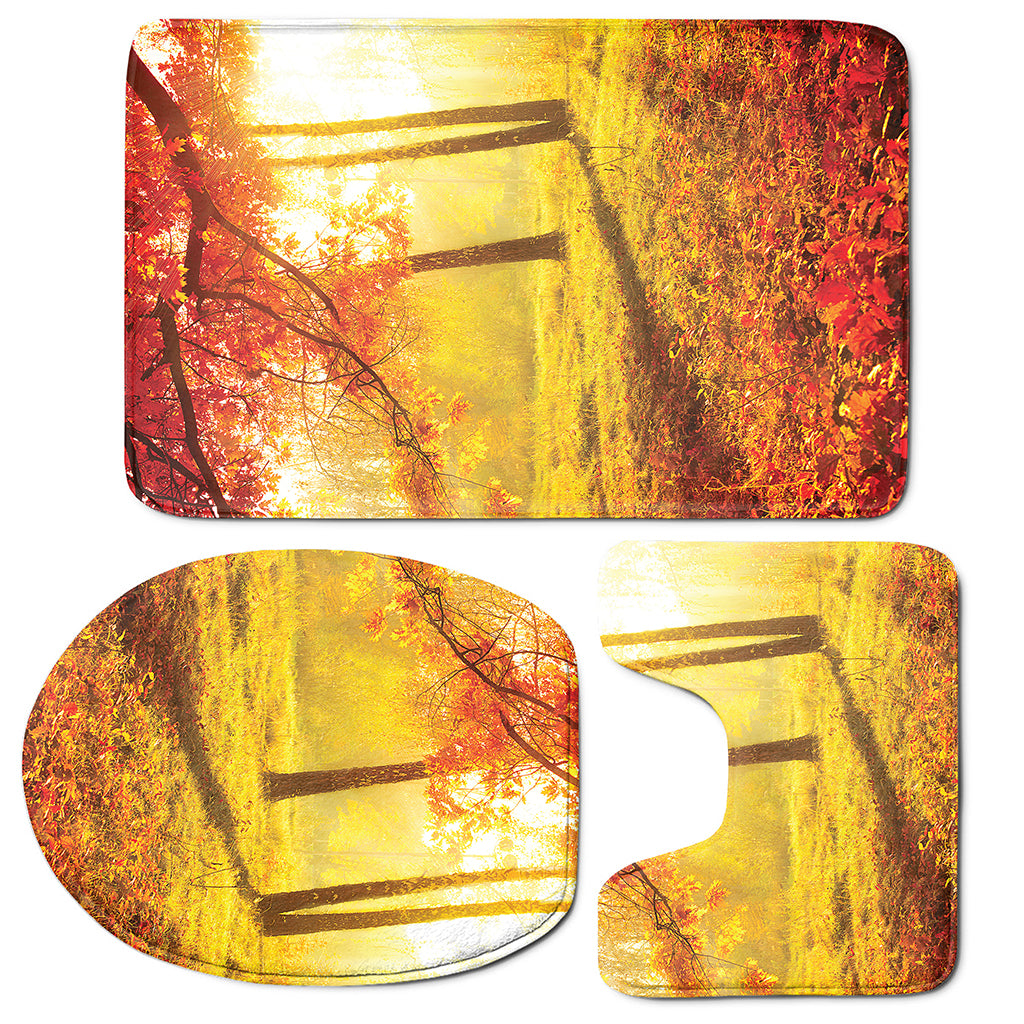 Autumn Trees Print 3 Piece Bath Mat Set