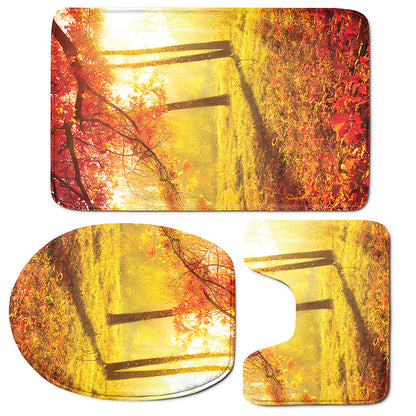 Autumn Trees Print 3 Piece Bath Mat Set