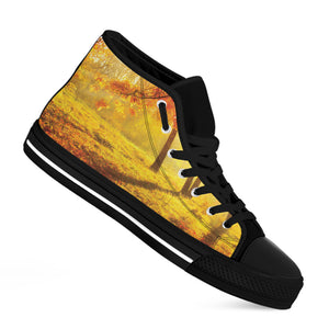 Autumn Trees Print Black High Top Shoes