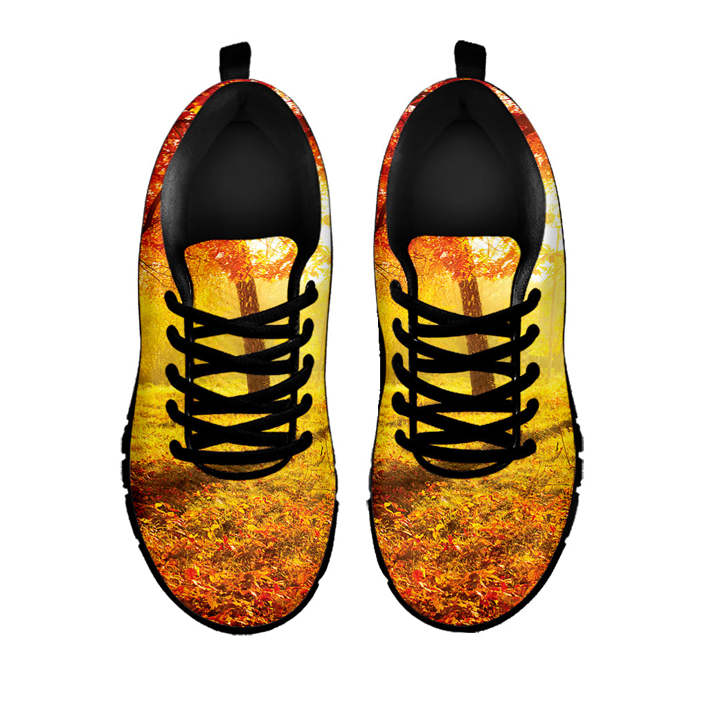 Autumn Trees Print Black Sneakers