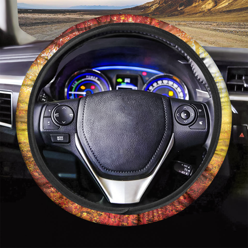 Autumn Trees Print Car Steering Wheel Cover