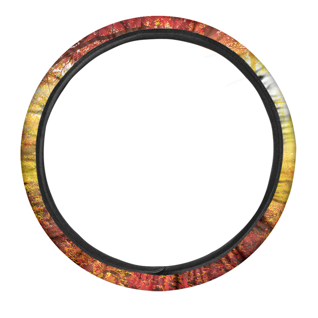 Autumn Trees Print Car Steering Wheel Cover