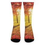 Autumn Trees Print Crew Socks