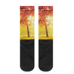 Autumn Trees Print Crew Socks