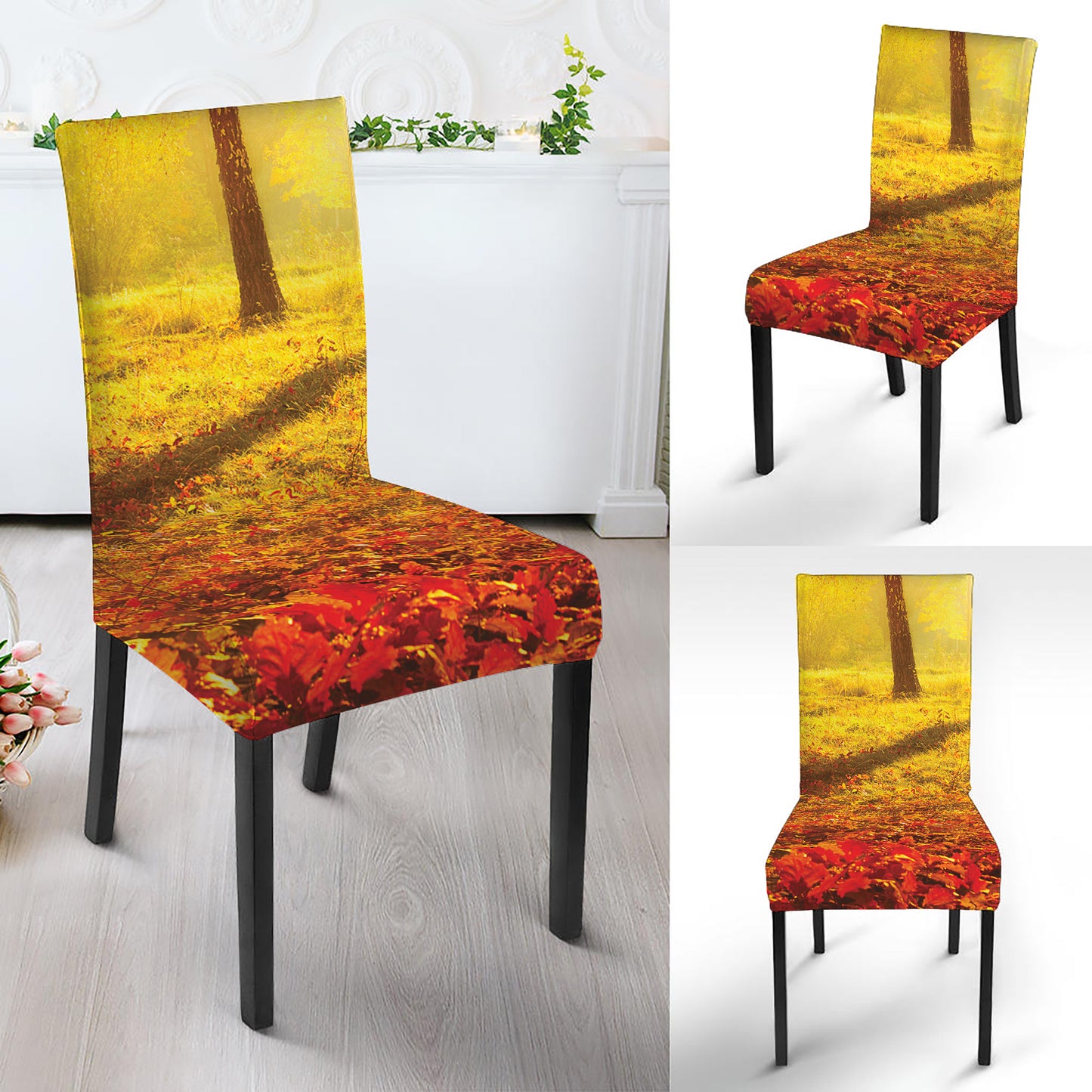 Autumn Trees Print Dining Chair Slipcover