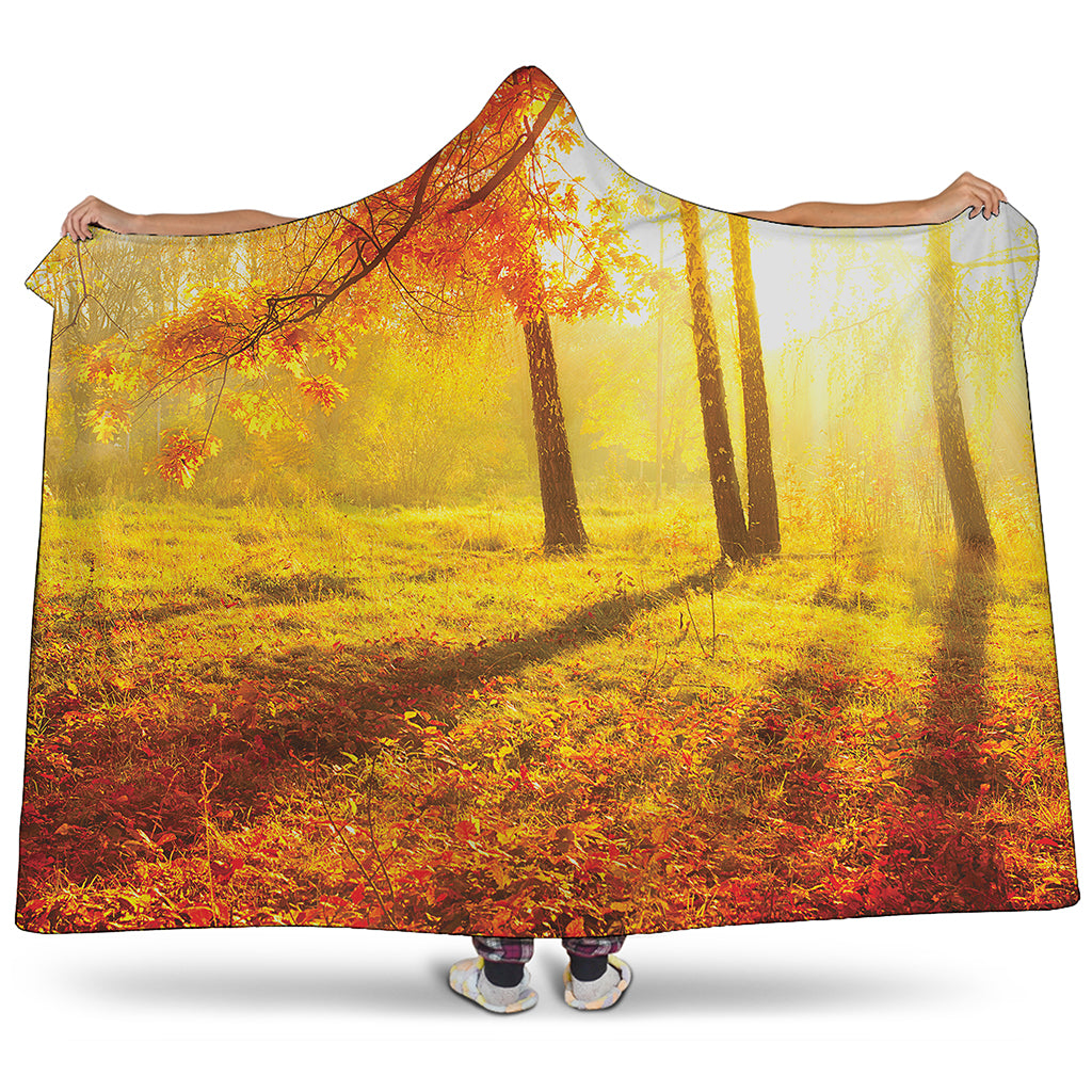 Autumn Trees Print Hooded Blanket