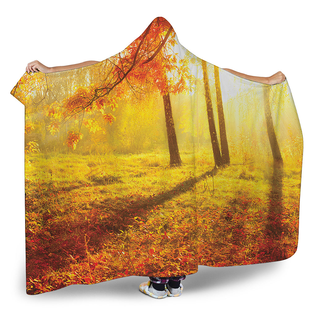 Autumn Trees Print Hooded Blanket