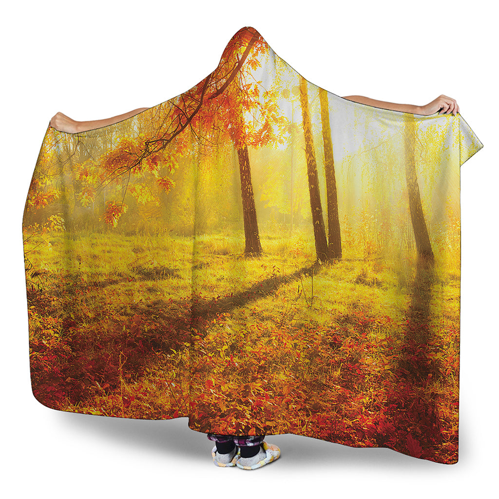 Autumn Trees Print Hooded Blanket