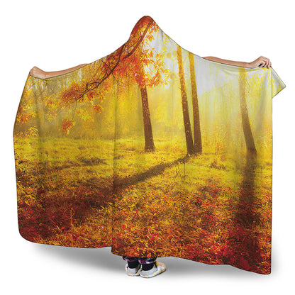 Autumn Trees Print Hooded Blanket