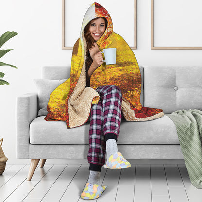 Autumn Trees Print Hooded Blanket