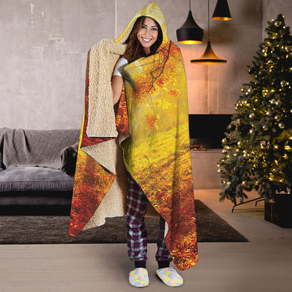 Autumn Trees Print Hooded Blanket
