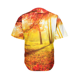 Autumn Trees Print Men's Baseball Jersey