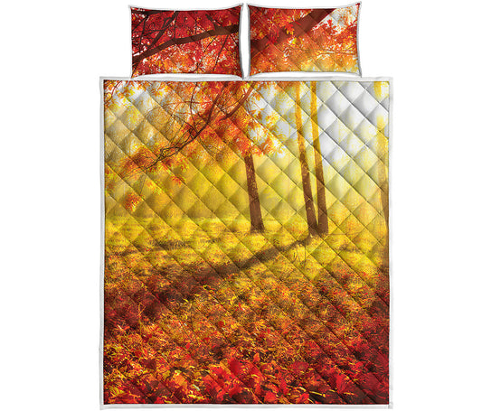 Autumn Trees Print Quilt Bed Set