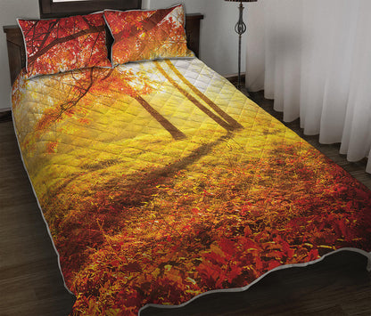 Autumn Trees Print Quilt Bed Set