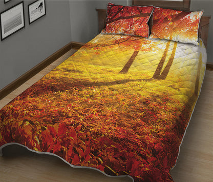 Autumn Trees Print Quilt Bed Set