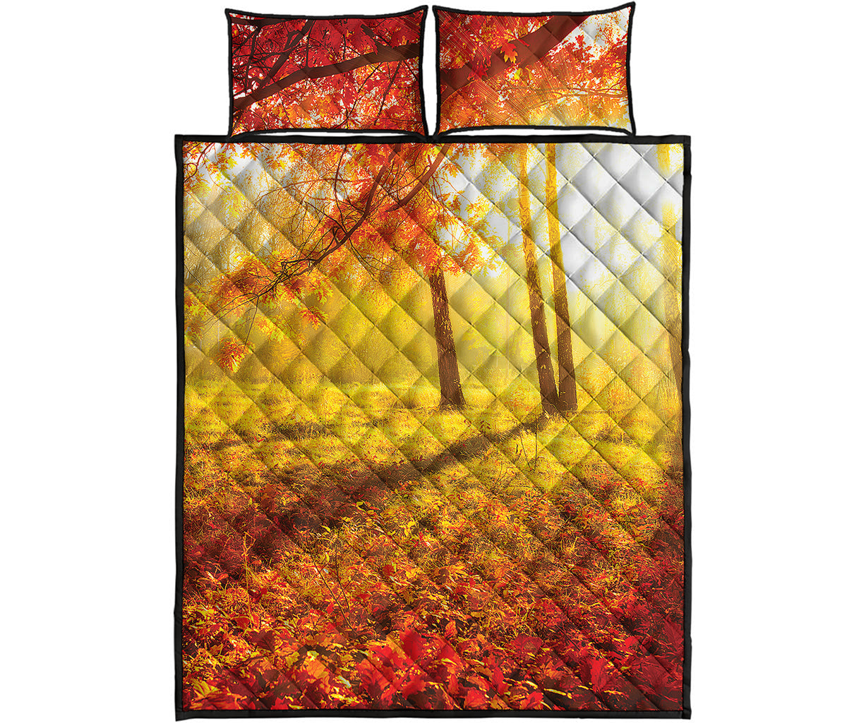 Autumn Trees Print Quilt Bed Set