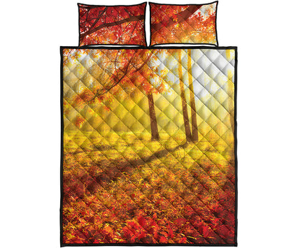 Autumn Trees Print Quilt Bed Set