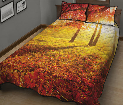 Autumn Trees Print Quilt Bed Set