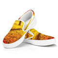 Autumn Trees Print White Slip On Sneakers