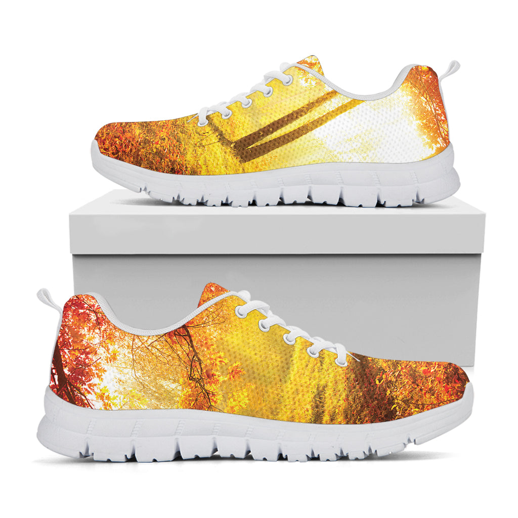 Autumn Trees Print White Sneakers