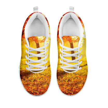 Autumn Trees Print White Sneakers