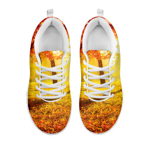 Autumn Trees Print White Sneakers