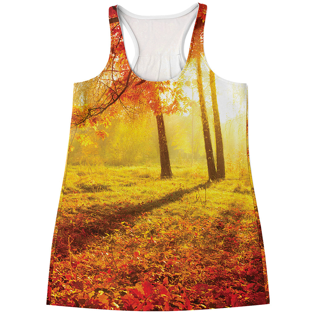 Autumn Trees Print Women's Racerback Tank Top