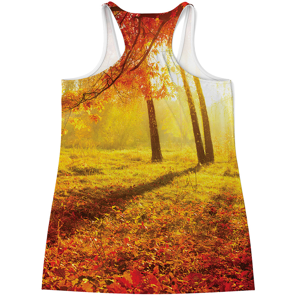 Autumn Trees Print Women's Racerback Tank Top