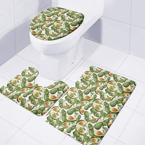 Avocado Cut In Half Drawing Print 3 Piece Bath Mat Set