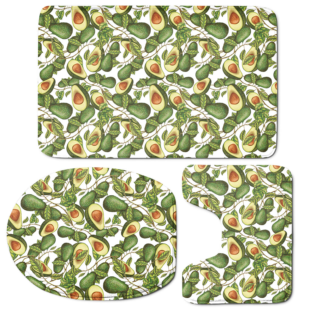 Avocado Cut In Half Drawing Print 3 Piece Bath Mat Set