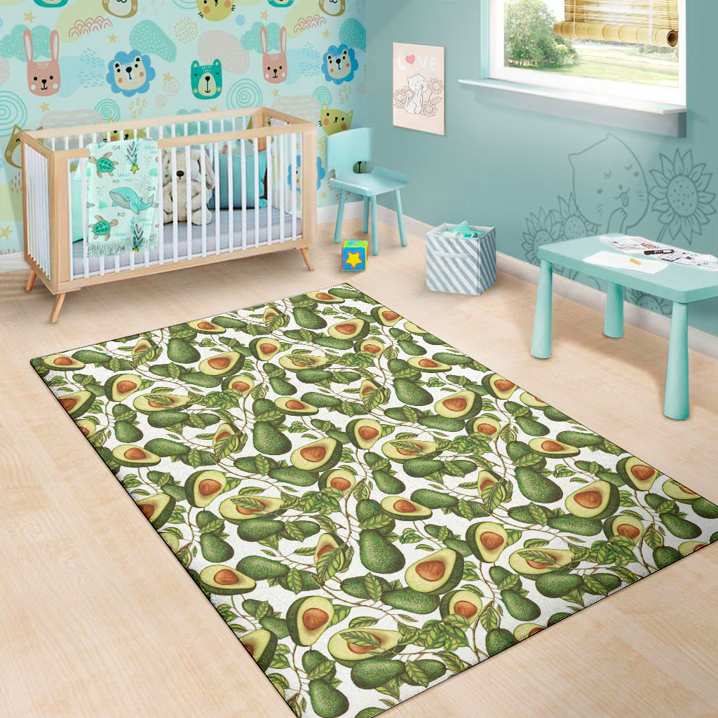 Avocado Cut In Half Drawing Print Area Rug