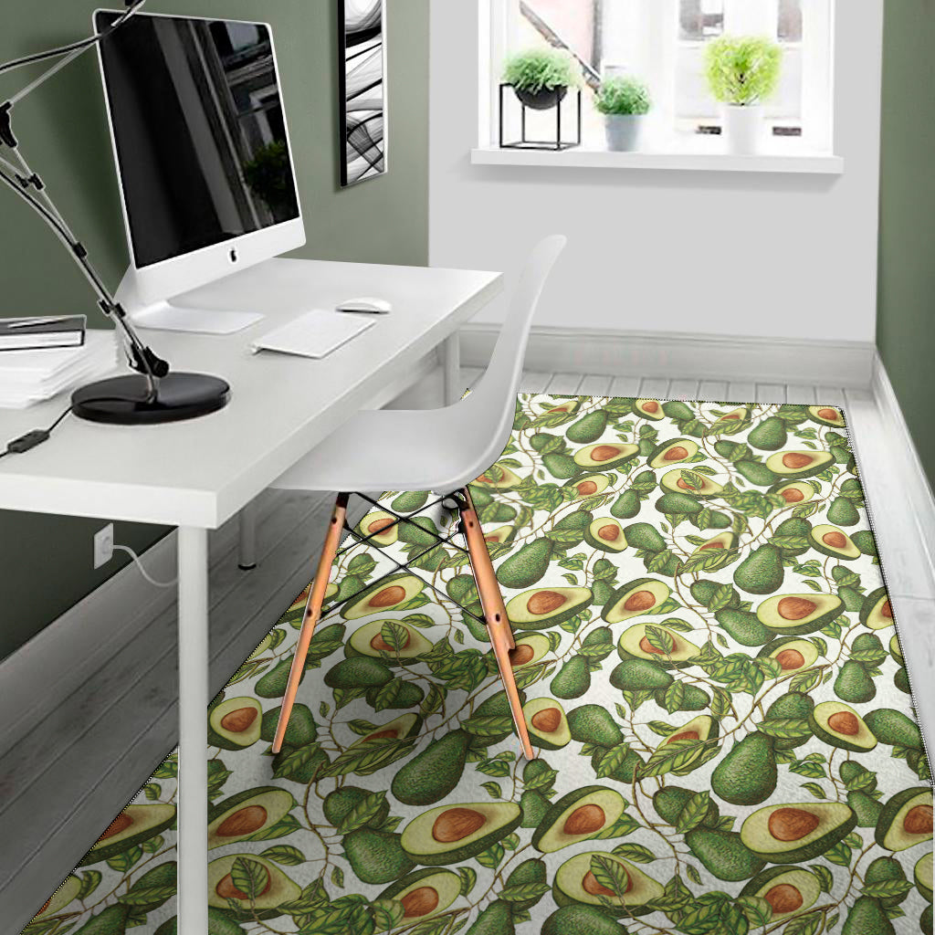 Avocado Cut In Half Drawing Print Area Rug