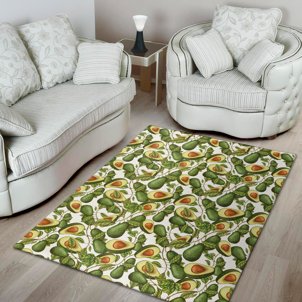 Avocado Cut In Half Drawing Print Area Rug