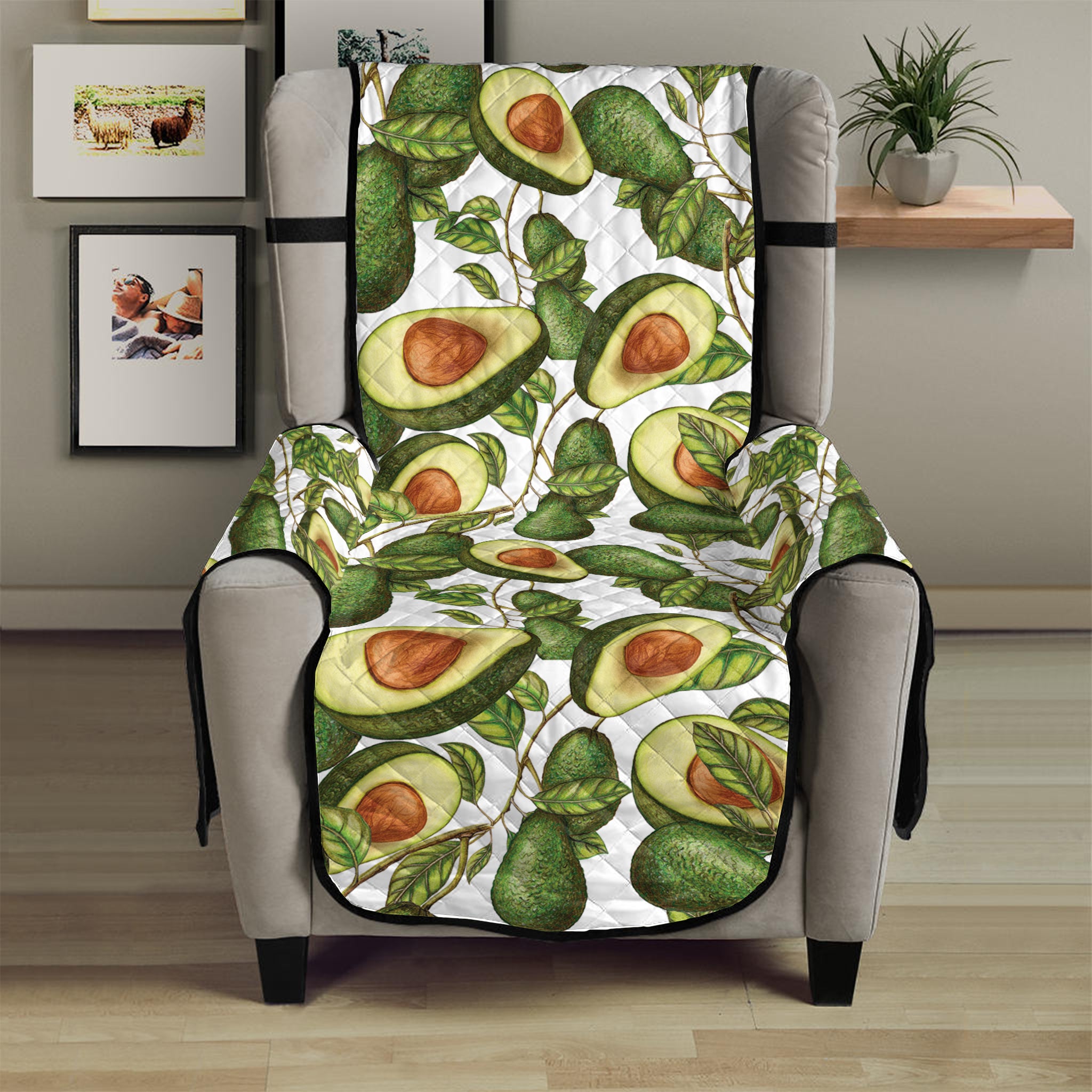 Avocado Cut In Half Drawing Print Armchair Protector