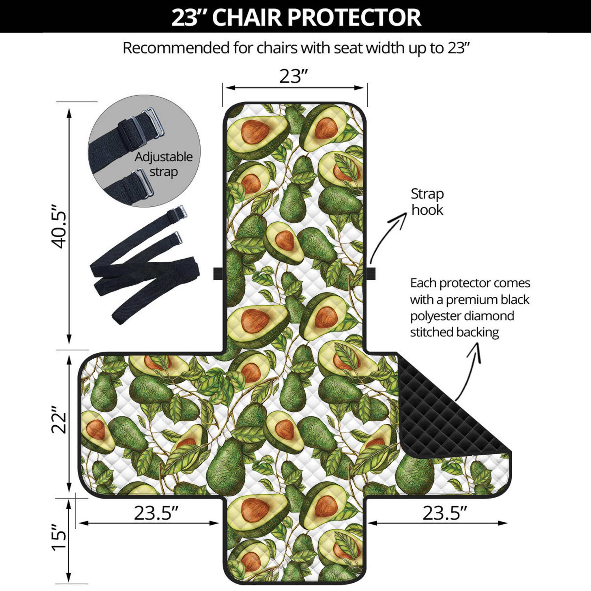 Avocado Cut In Half Drawing Print Armchair Protector