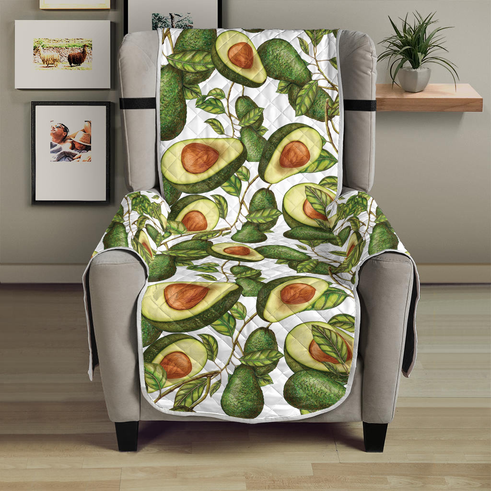 Avocado Cut In Half Drawing Print Armchair Protector