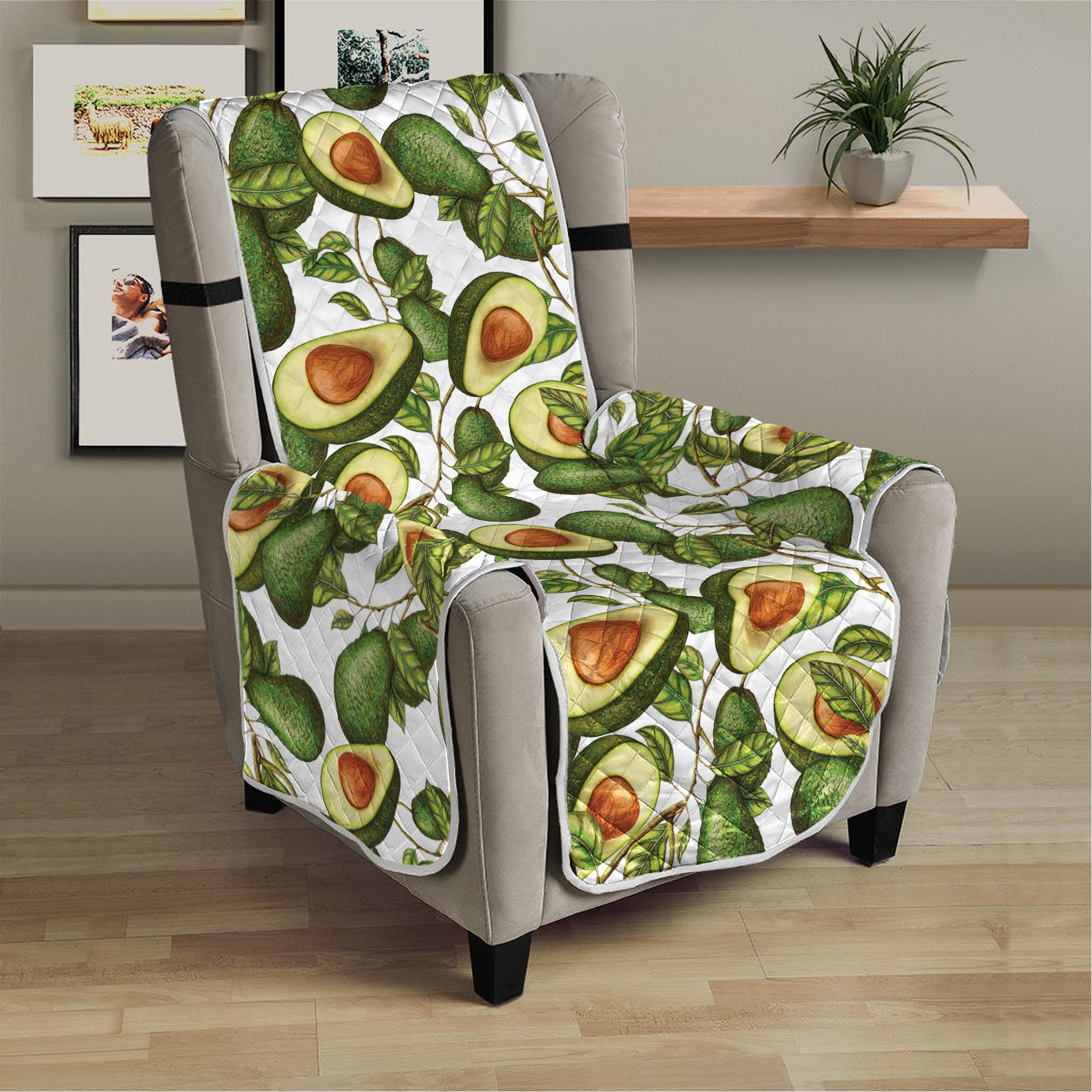 Avocado Cut In Half Drawing Print Armchair Protector