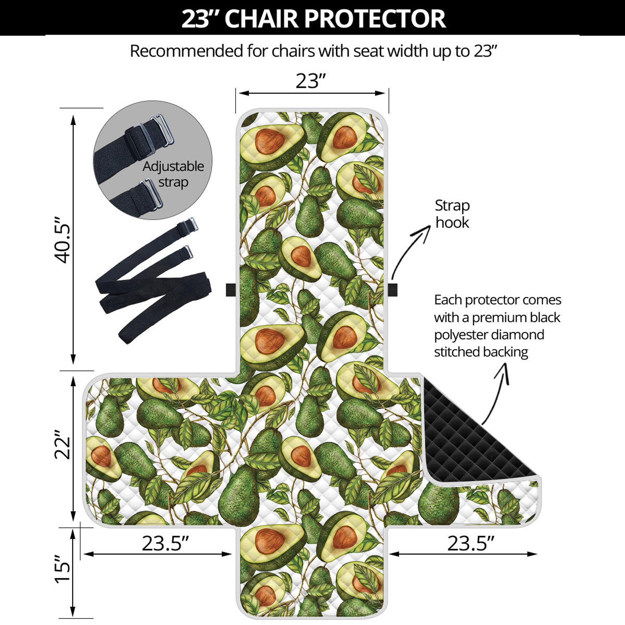 Avocado Cut In Half Drawing Print Armchair Protector