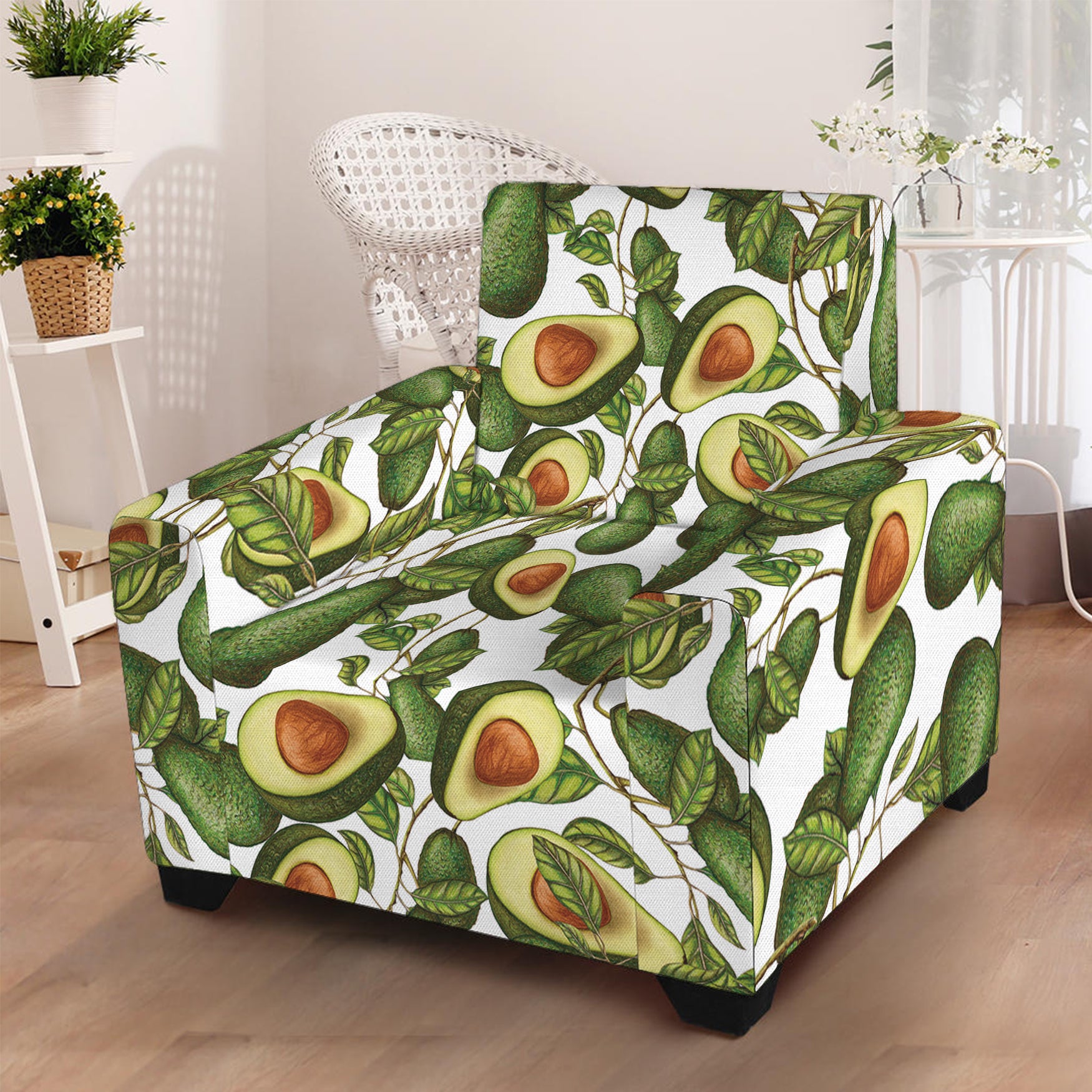 Avocado Cut In Half Drawing Print Armchair Slipcover