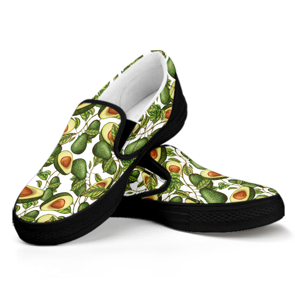 Avocado Cut In Half Drawing Print Black Slip On Shoes