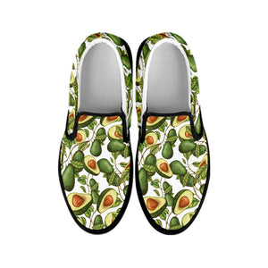 Avocado Cut In Half Drawing Print Black Slip On Shoes