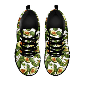 Avocado Cut In Half Drawing Print Black Sneakers