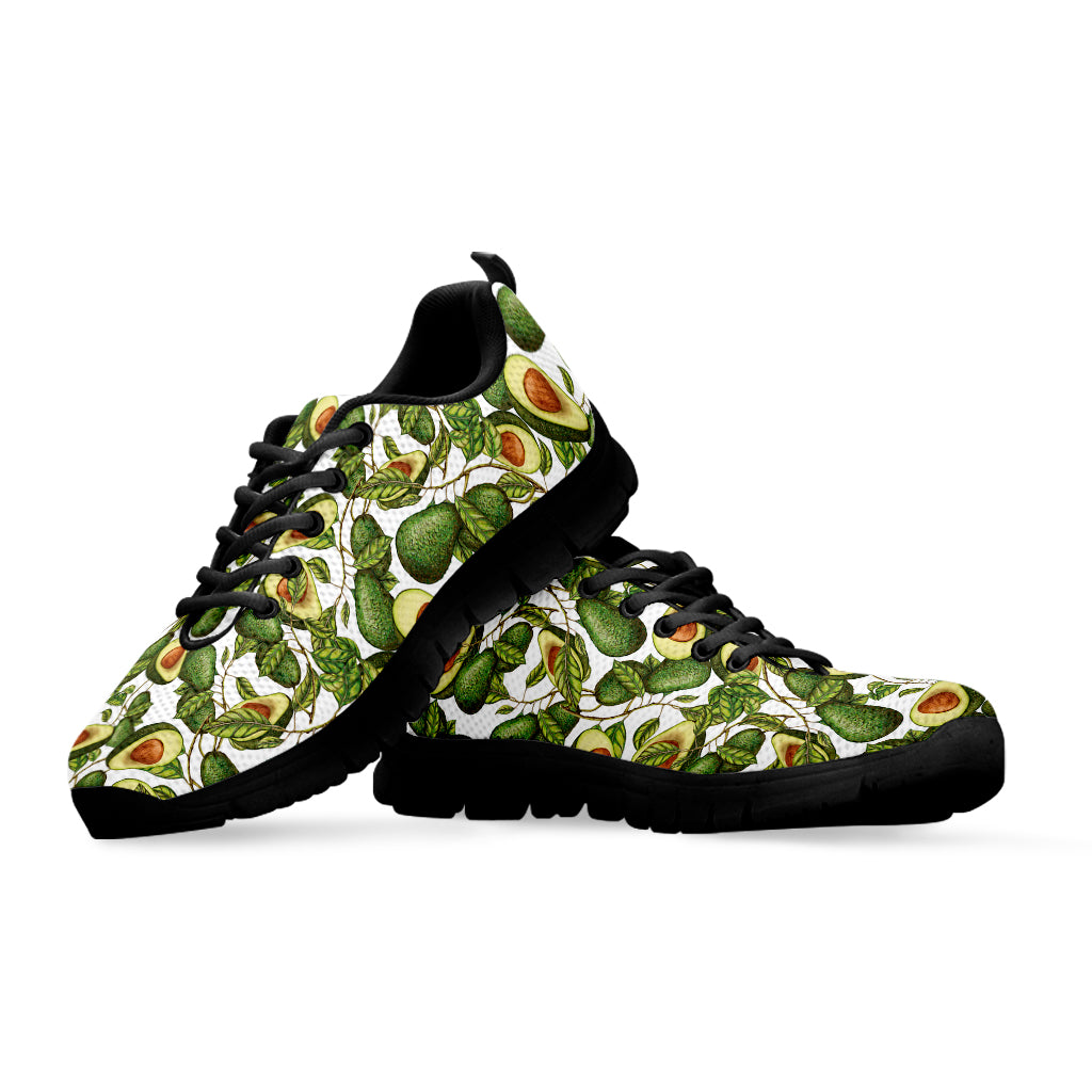 Avocado Cut In Half Drawing Print Black Sneakers